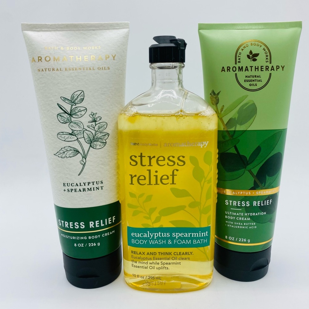 Bath & Body Works Aromatherapy Eucalyptus + Spearmint Stress Relief 3pcs Bundle